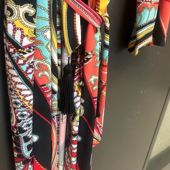 Diamond Tea M EUC tasseled hidden snap vintage robe- unbelievably bright & FAB - Picture 5 of 15